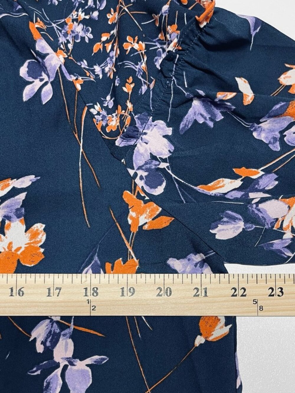 Zac & Rachel Long-Sleeve Navy Floral Blouse with Lavender & Orange Blossoms - Picture 12 of 16